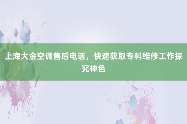 上海大金空调售后电话，快速获取专科维修工作探究神色